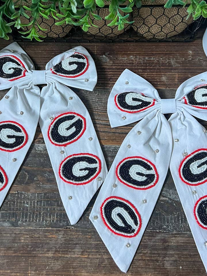 G White Fabric Hair Bow for wholesale by Rustic House Creations