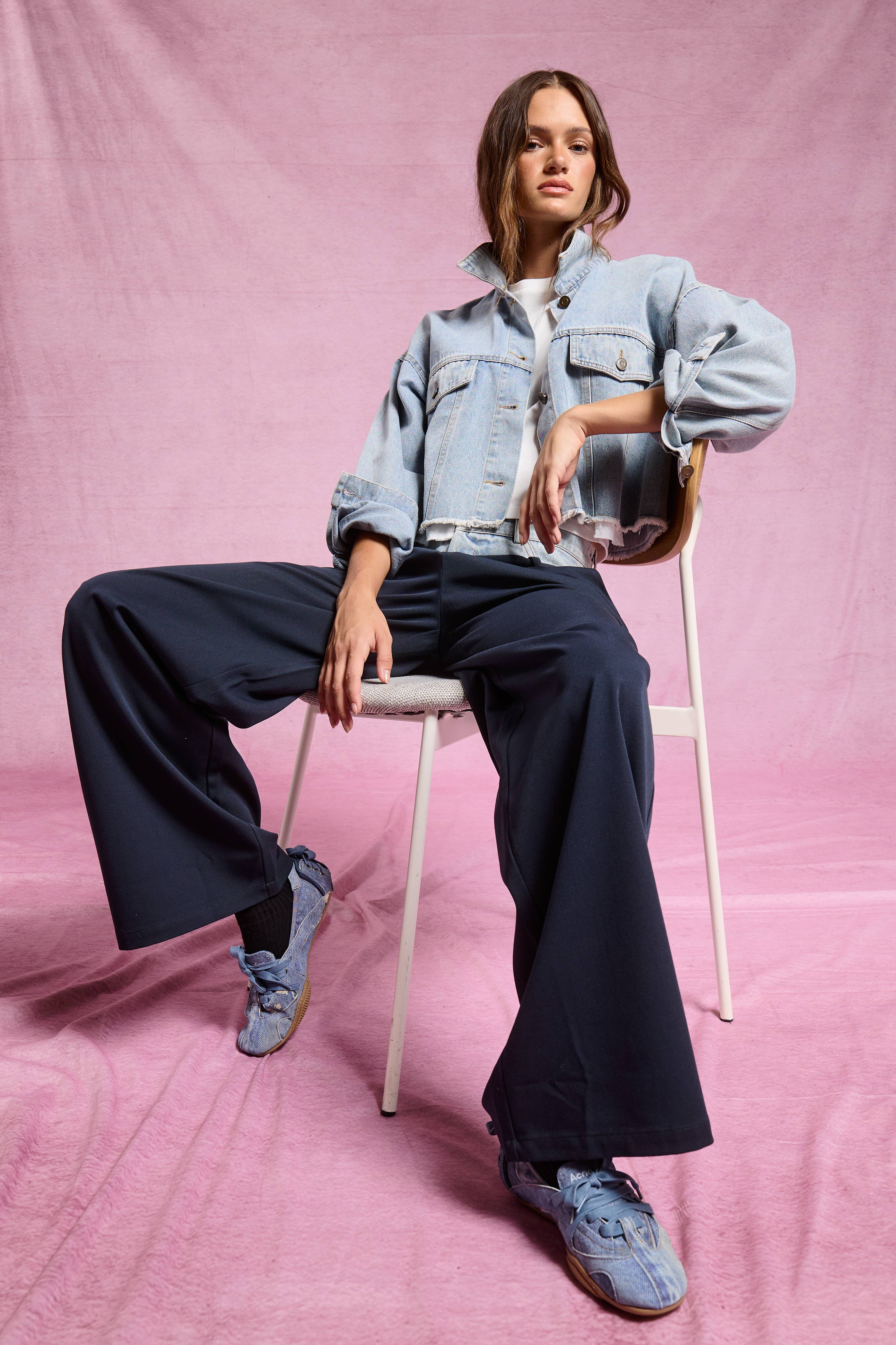 Mimosa - Vente Pantalon – femme - Pantalon large à taille contrastée en denim1