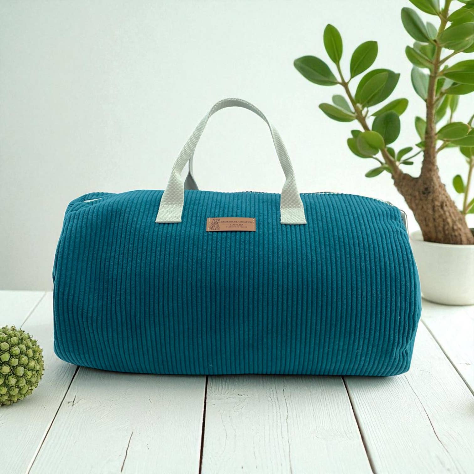 Emmanuel Création - Wholesale Weekender Bag - Unisex - Duffle bag, "Corduroy" petrol1