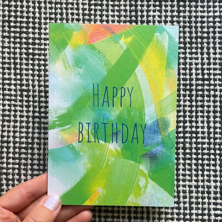 Beth Garner – wholesale Birthday card – 'Happy Birthday' Lime Green Card1