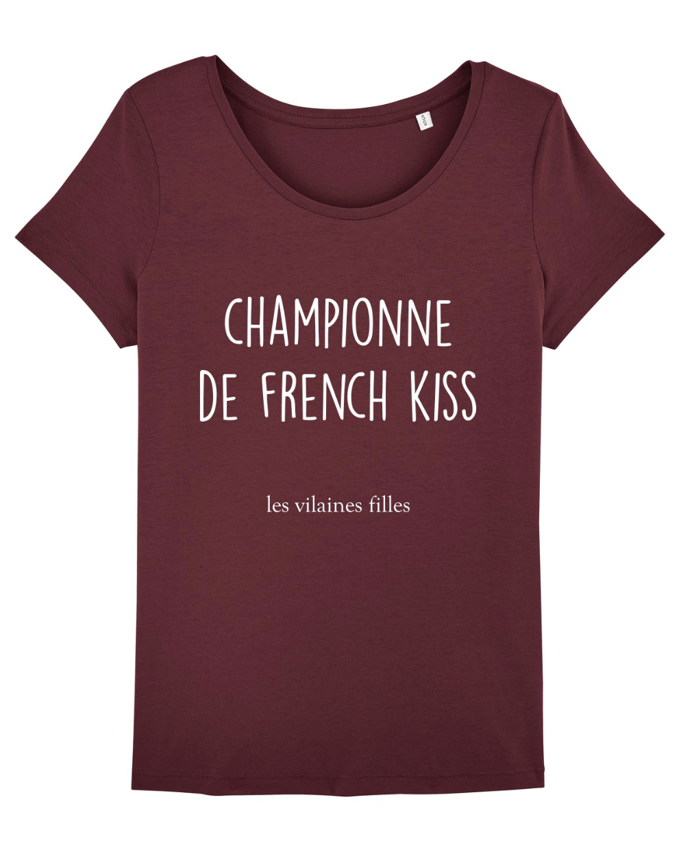 Les Vilaines Filles - Wholesale Screen Printed T-Shirt - Women's - Round neck t-shirt Champion of organic French kiss4