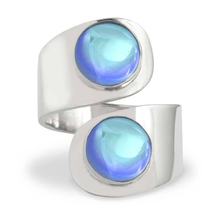 LeightWorks - Wholesale Cocktail/Statement Ring - Double Circle Ring Sterling Silver Crystal Jewelry0