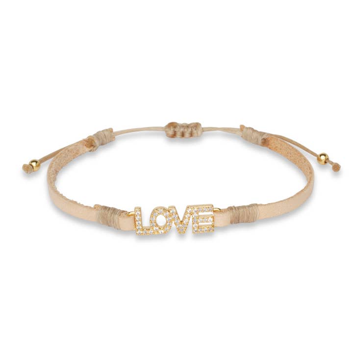 Love Tan Leather Bracelet for wholesale by OIYA