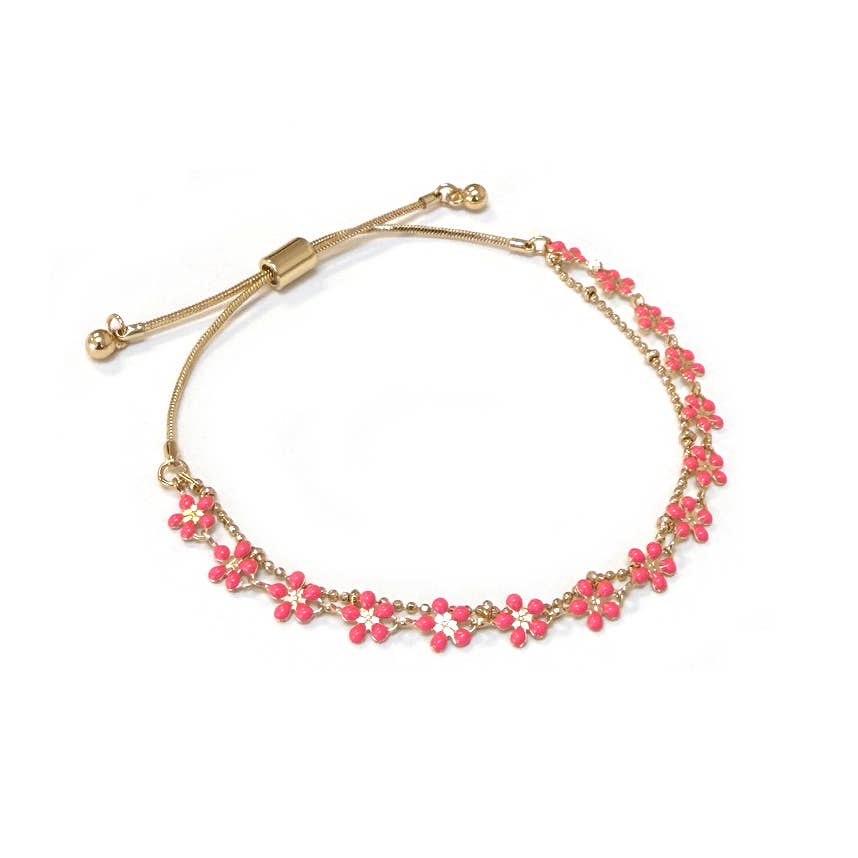 StarryNYC - Wholesale Link & Chain Bracelet - Color Epoxy Enamel Flower Adjustable Chain Bracelets4