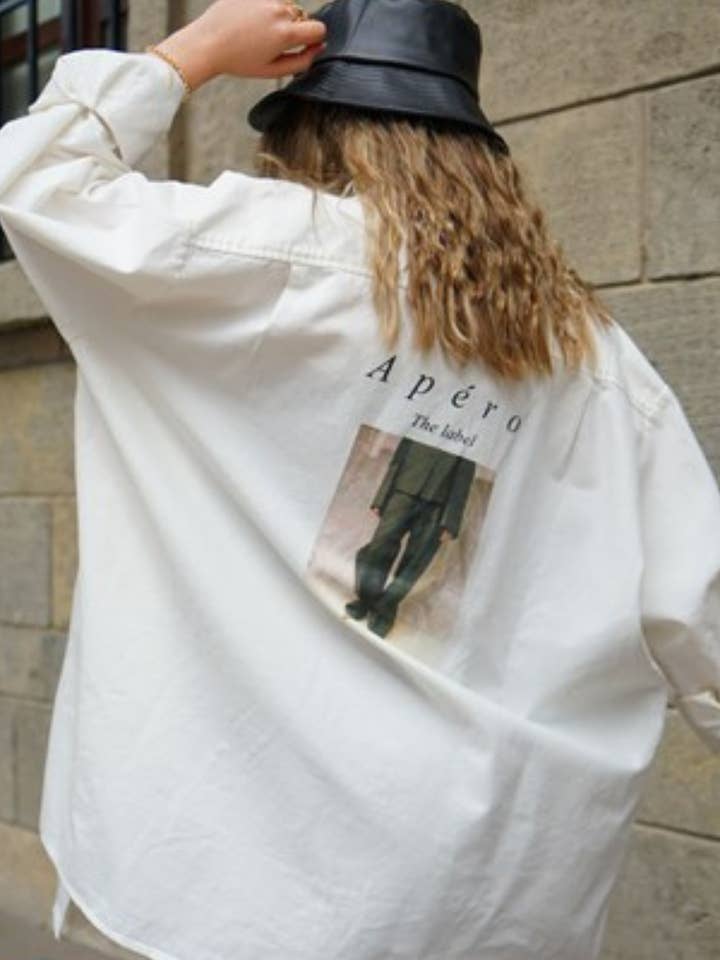 Oversized Ecru Printed Jacket Spring for wholesale by Bynes New York