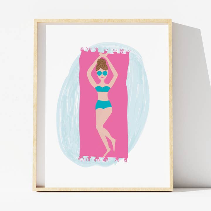 Oh So Chic Designs - Wholesale Art Print - Beach Babe - Brunette Art Print0