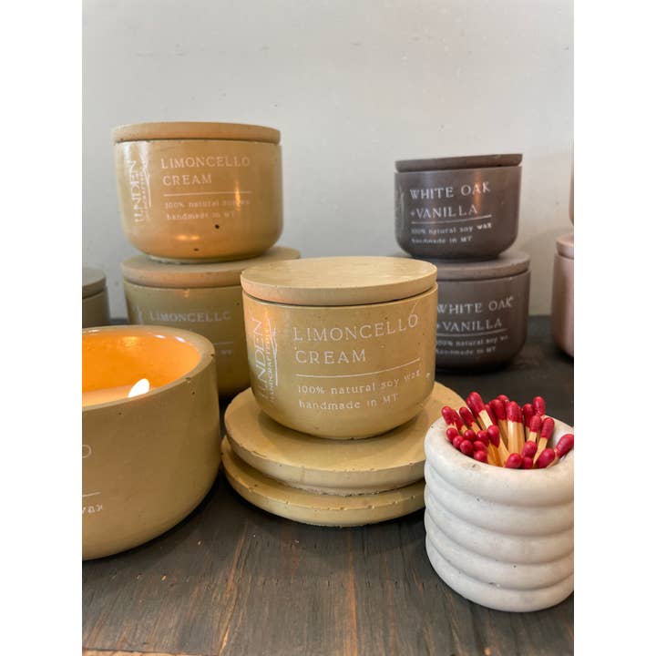 Linden Handcrafted - Wholesale Jar/Filled Candle - Limoncello and Creme Concrete Candle3