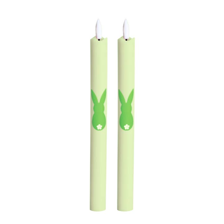 LED Pillar Candle Bunny Green - Set of 2 for wholesale by Aifcandles