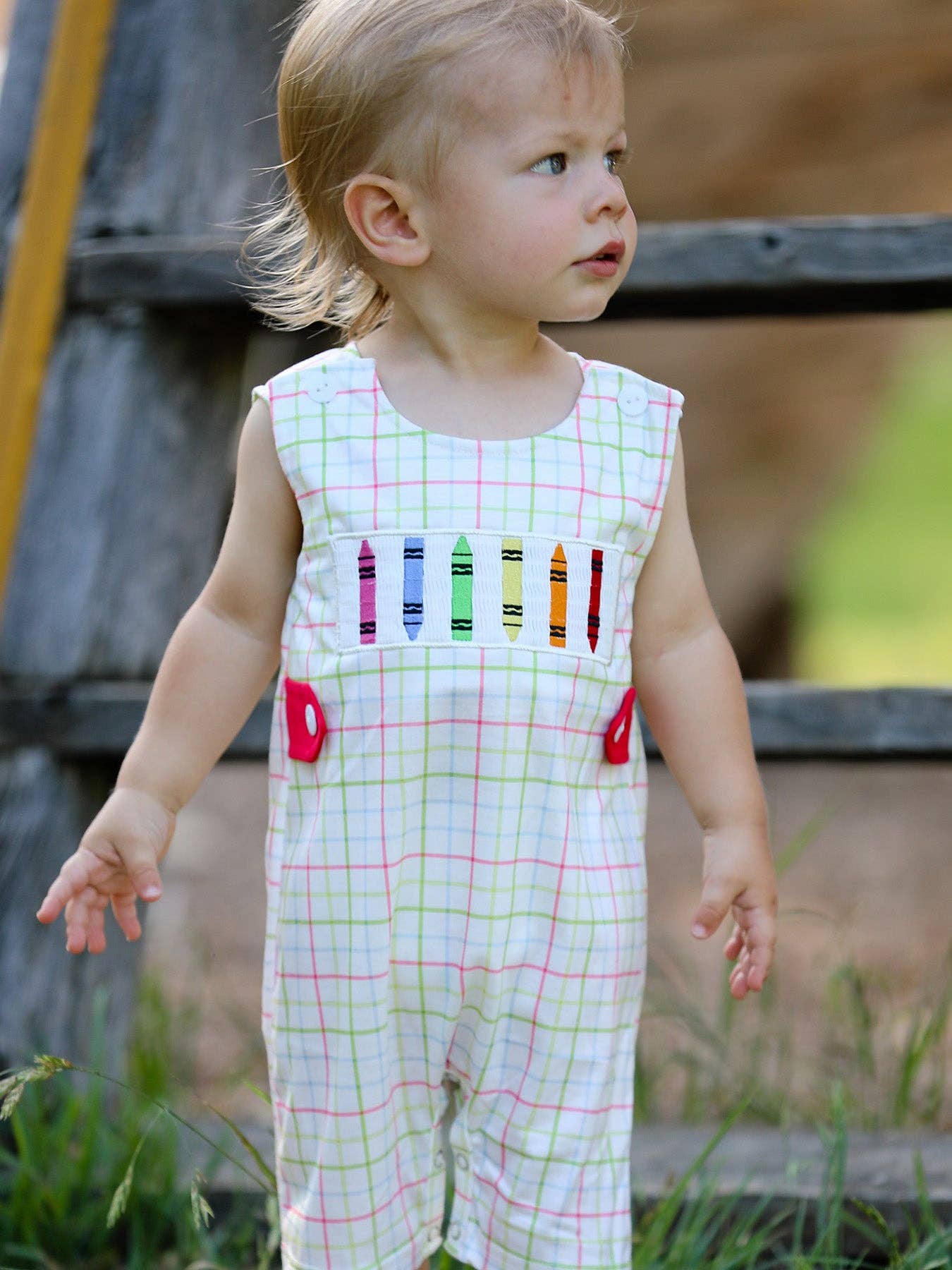 Rylee Faith Designs - Wholesale Jumpsuit - Baby - Back-To-School Smocking Embroidery Boys' Romper2