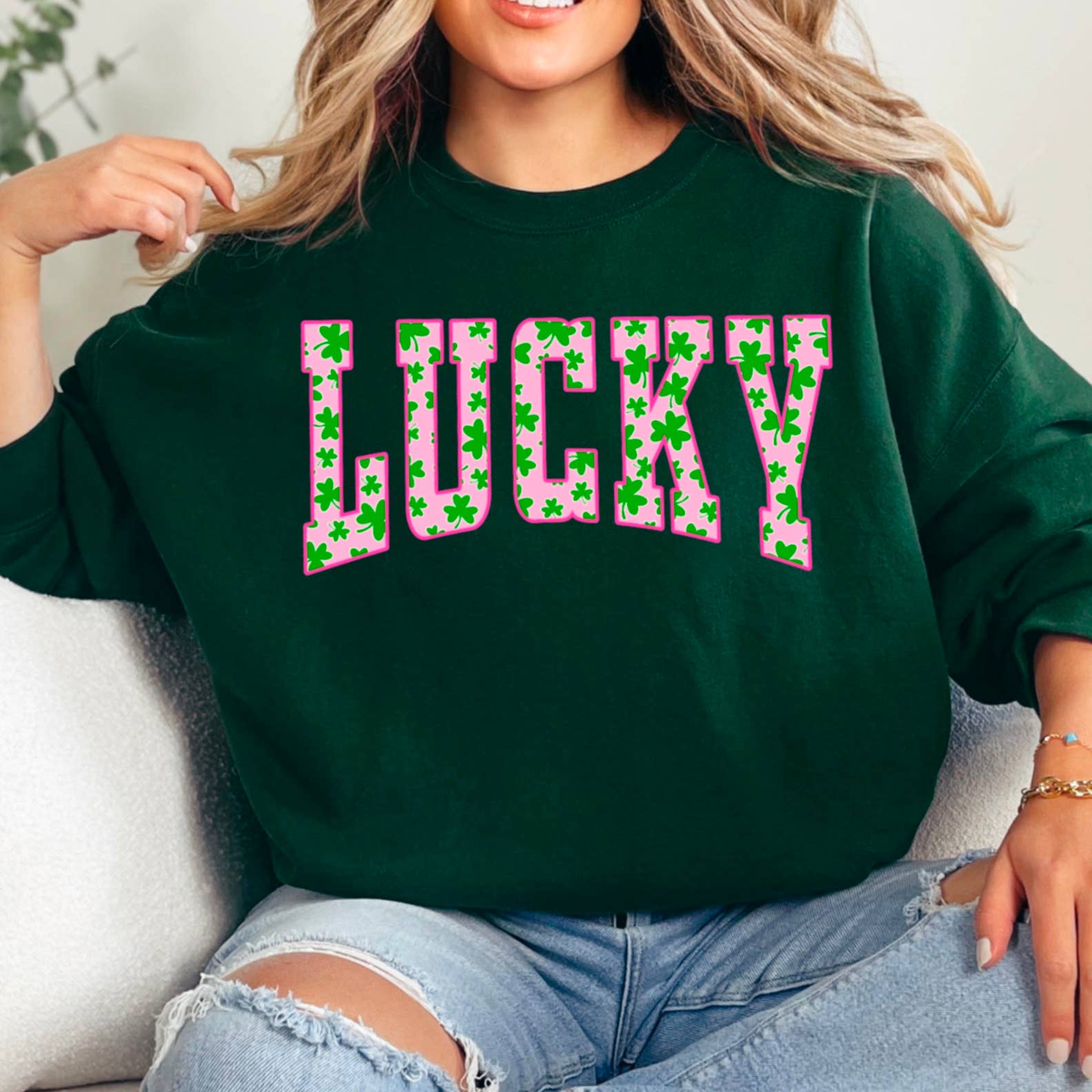 Shoppe SHC - Vente Sweat-shirt à imprimés – femme - Sweat-shirt graphique à col rond Lucky St. Patrick's Day15