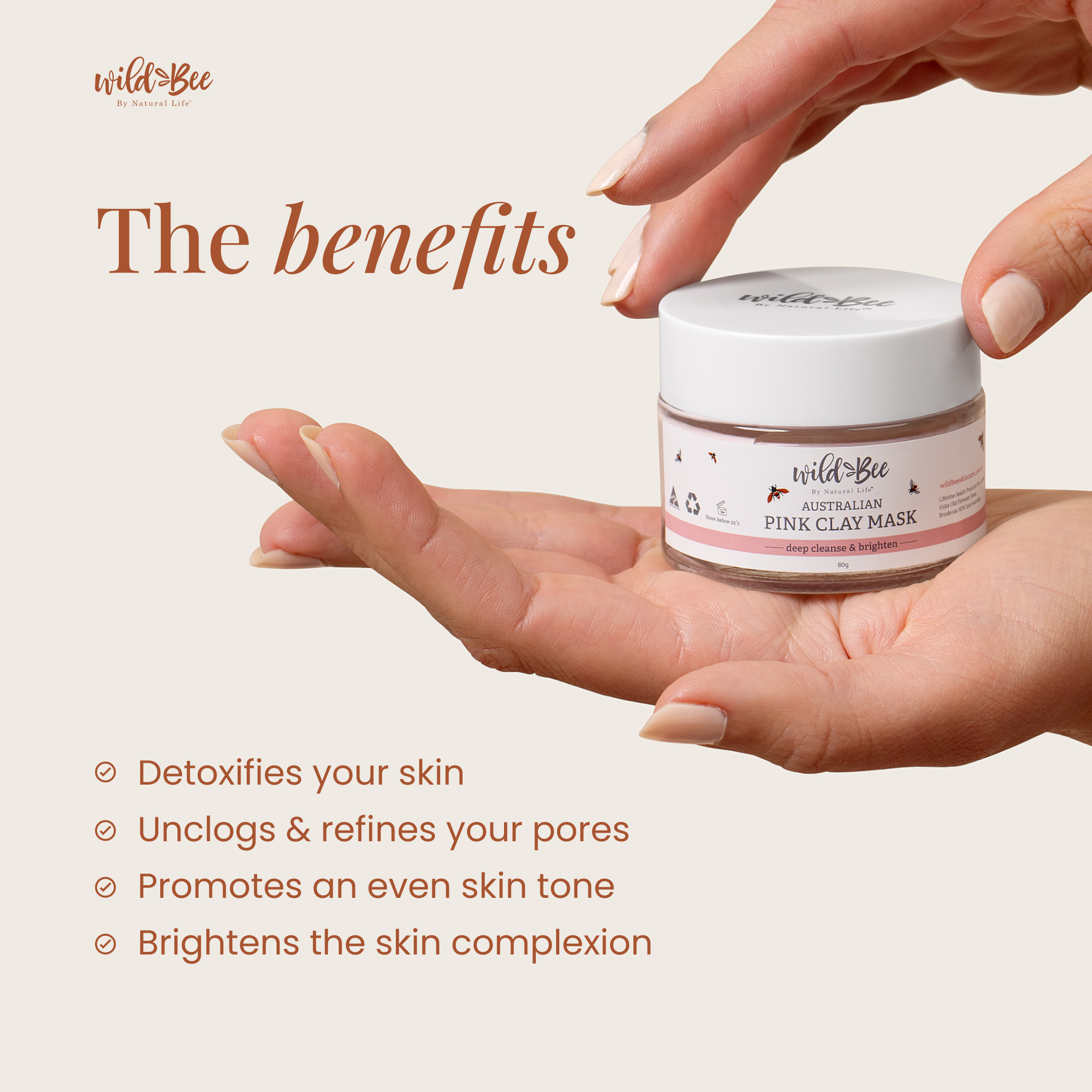 Wild Bee skincare - Wholesale Skincare Face Mask - Australian Pink Clay Mask1