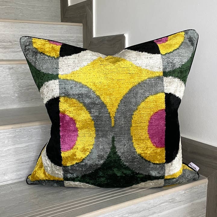 Velvet Ikat Cushion Miro | Velvet Ikat Pillow Cover for wholesale by Mila∞Miro by Emelie