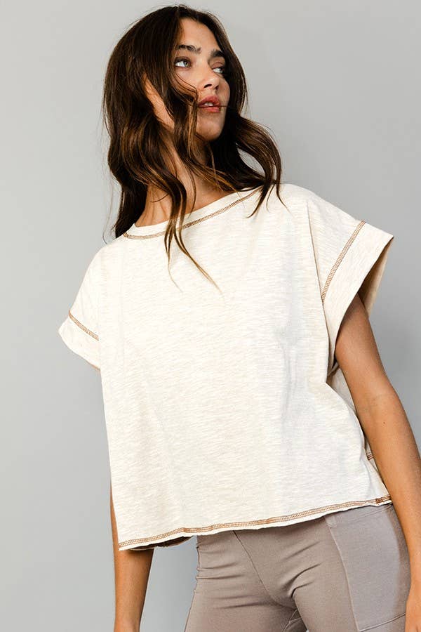 BUCKETLIST INC - Wholesale Knit Top - Women's - T2177 Overlap Open Back Reverse Stitched Crop Top8