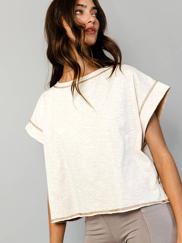 BUCKETLIST INC - Wholesale Knit Top - Women's - T2177 Overlap Open Back Reverse Stitched Crop Top8