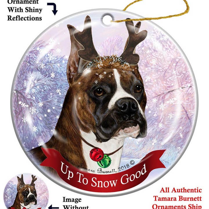 Pet Gifts USA, LLC - Wholesale Ornament - Vakantie Huisdier Cadeaus Boxer Crop Brindle Rendier Ornament