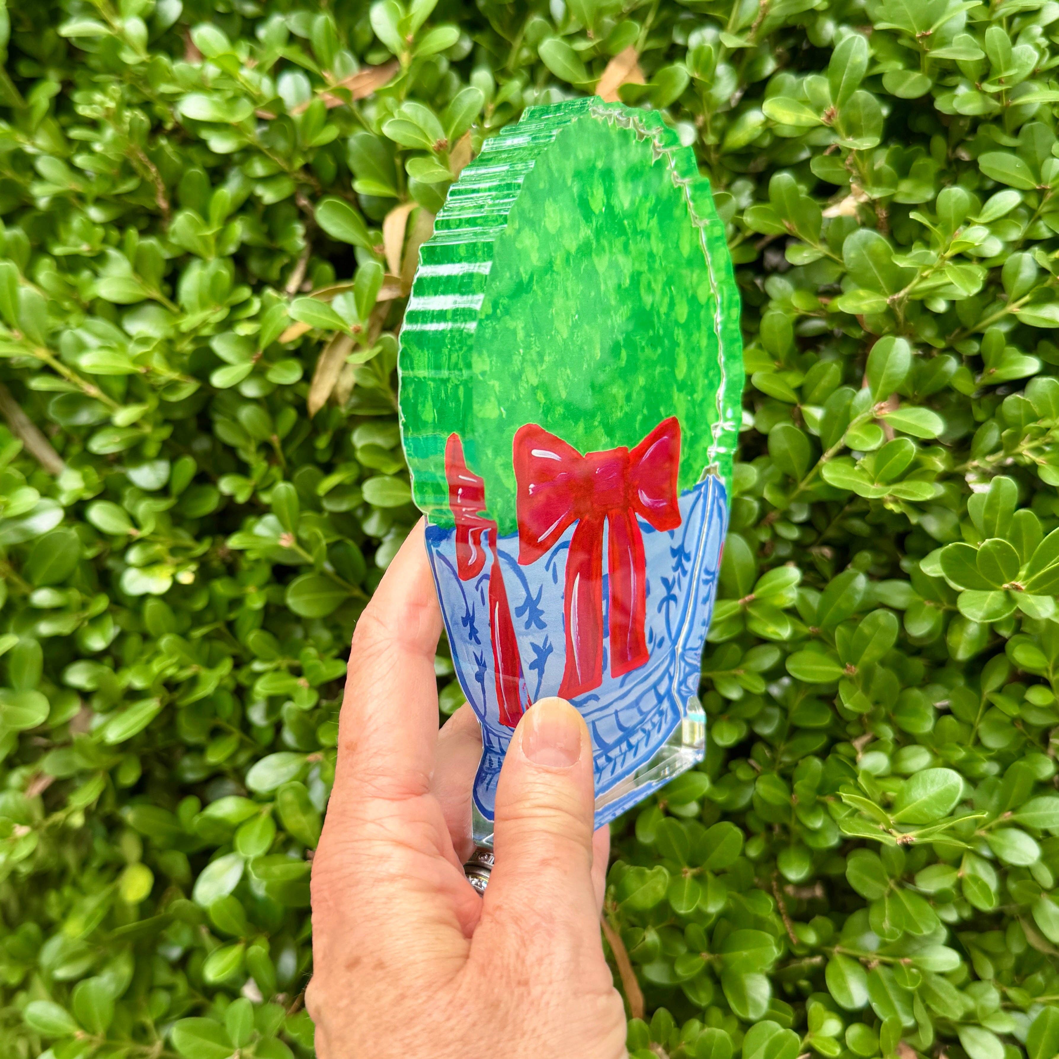 Lemondaisy Design - Wholesale Christmas Decoration - Acrylic Block Chinoiserie Christmas Boxwood3