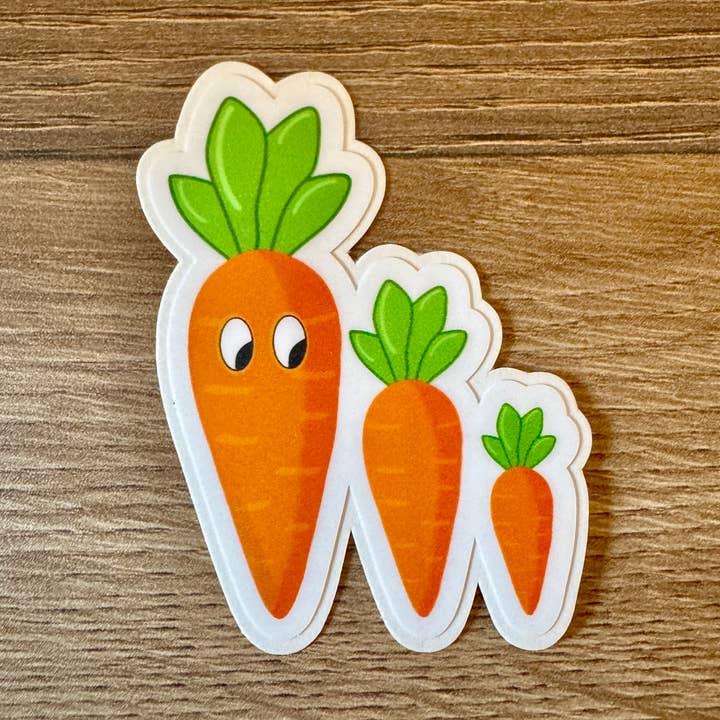 Carrot Cartoon Vinyl Sticker - Easy Peel for wholesale by AbstractbyRabrams