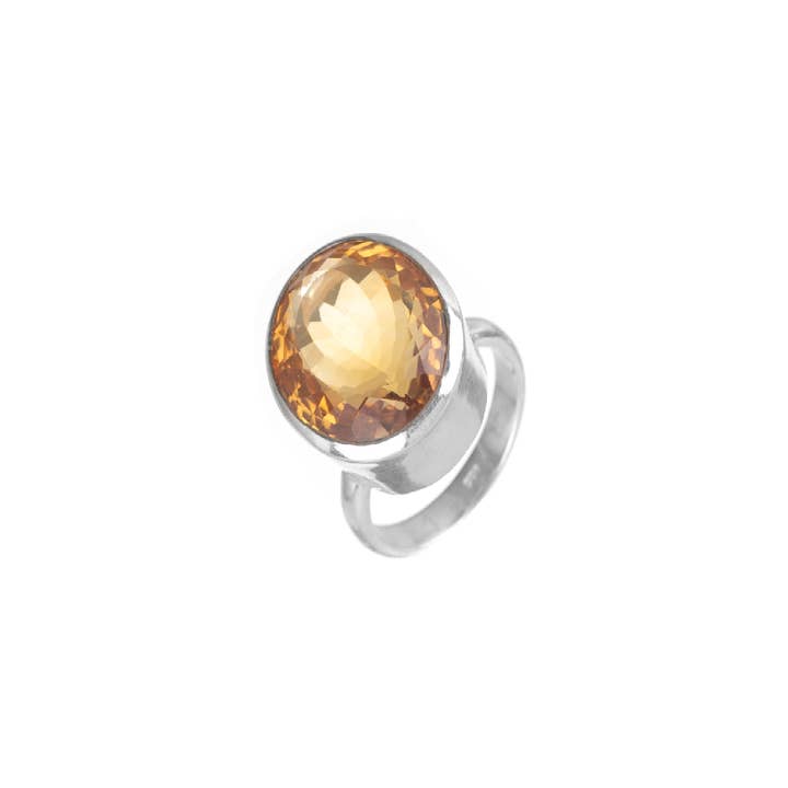 Minerale ring - 8mm - citrien - t14 - zilver voor wholesale door Buganto