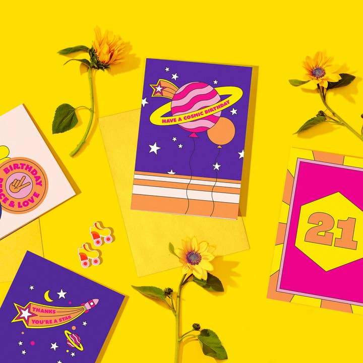 Alphablots – wholesale Congratulations card – Disco juice (neon) | Congratulations Card | Celebration Card1