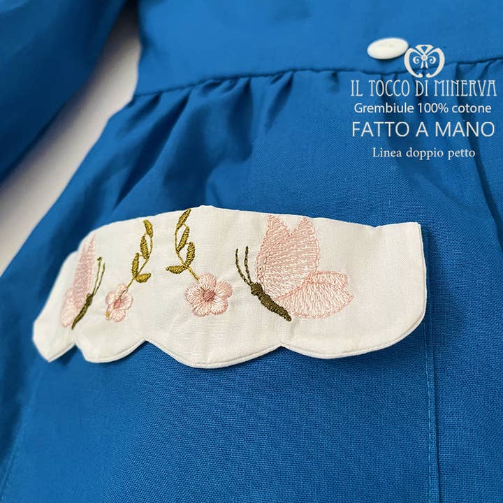 Grembiule Bimba Linea doppio petto - Fatto a mano per la vendita all'ingrosso da parte di Il Tocco di Minerva