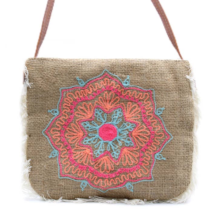 AW Artisan - Venta al por mayor Bolso de mano - Mujer - Bolsos de Yute-Bordado Mandala