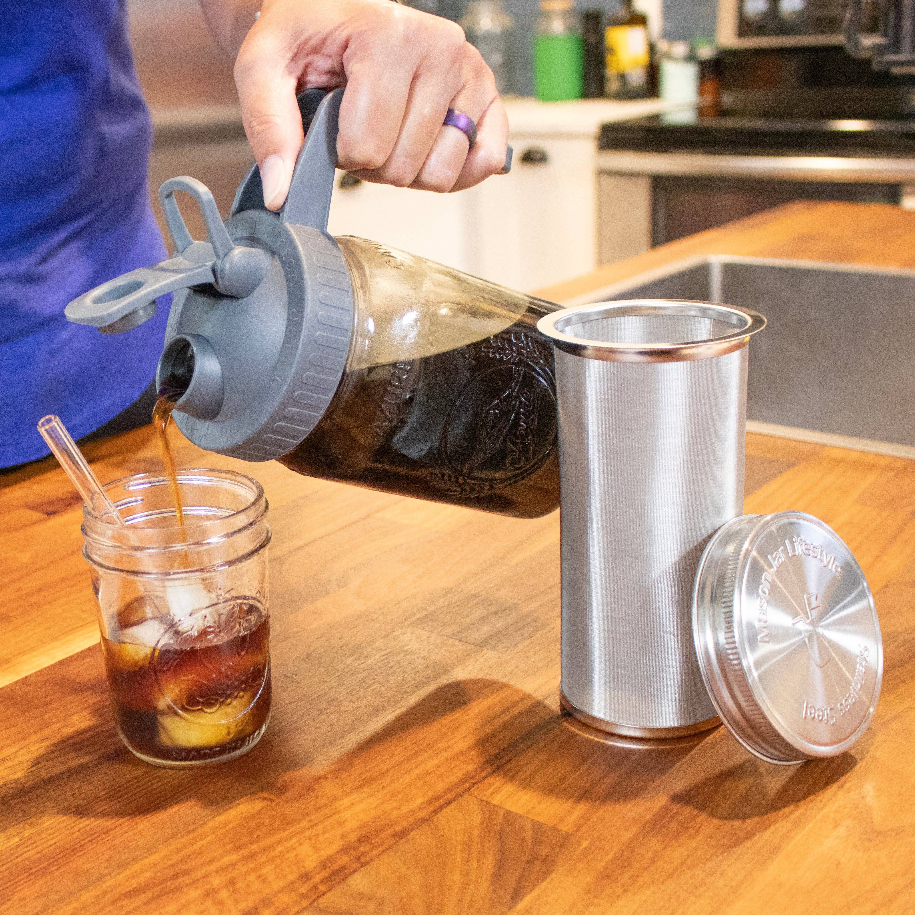 Mason Jar Lifestyle - Wholesale Tea Strainer/Infuser - Cold Brew Coffee and Tea Maker Stainless Steel Filter Kit4