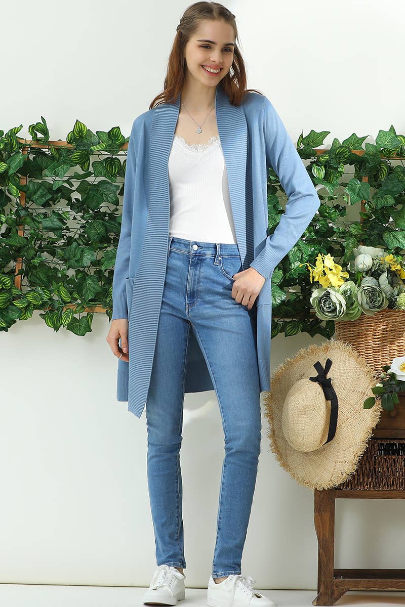 NINEXIS - Vente Cardigan – femme - AWOCAL311_CARDIGAN OUVERT À MANCHES LONGUES AVEC POCHES LATÉRALES48