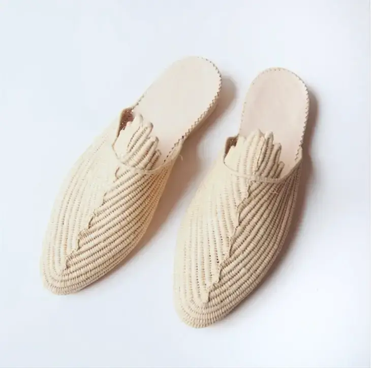 Melecraft - Wholesale Mules - Women's - NATURAL RAFFIA SLIPPERS - Moroccan Raffia Shoes0