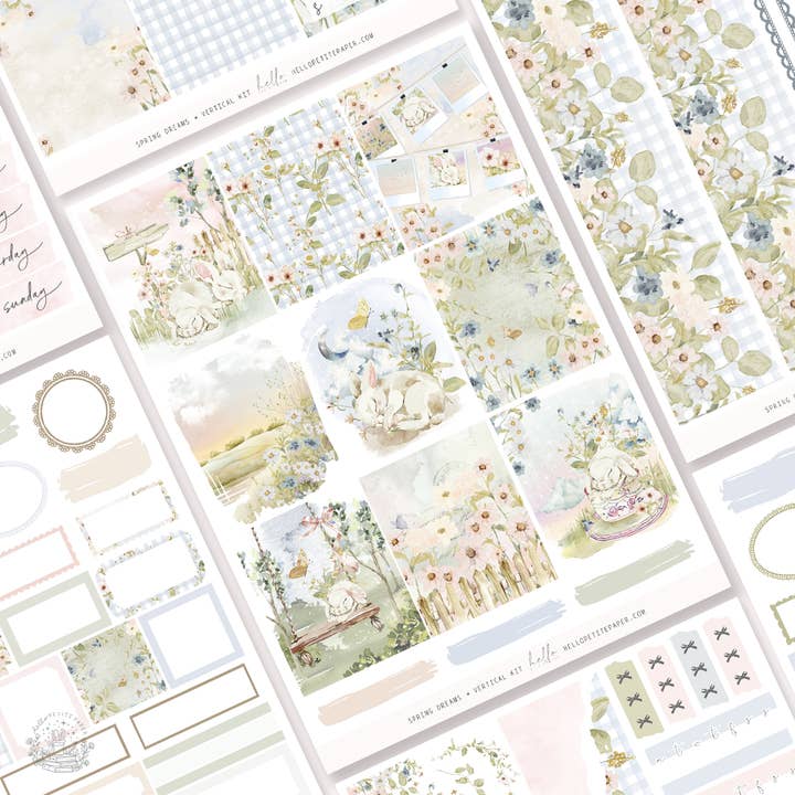 Forår Drømme - planlægger klistermærkesæt (4 ark eller a la carte) for engroshandel hos Hello Petite Paper