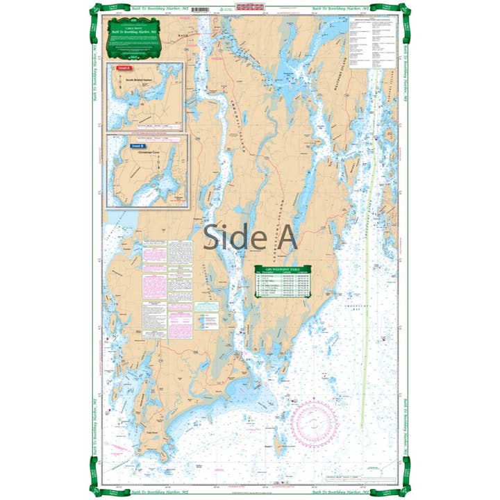 Carte de navigation en gros caractères de Boothbay Harbor 102E pour la vente par Waterproof Charts