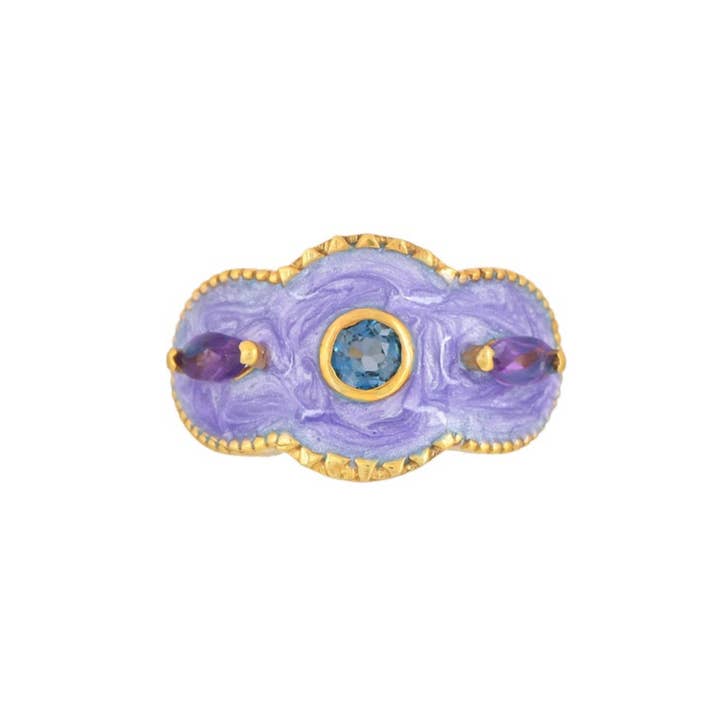 Topaz ametyst emalje Vermeil over sølvring, udsøgt for engroshandel hos Misteerious Seed