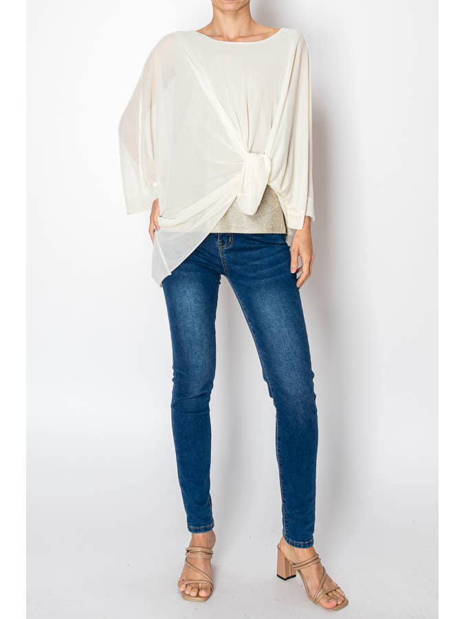 BEIGE MESH  TUNIC TOP WITH ATTACHED SPARKLY TANK TOP-4821BEIGE for wholesale on Faire3