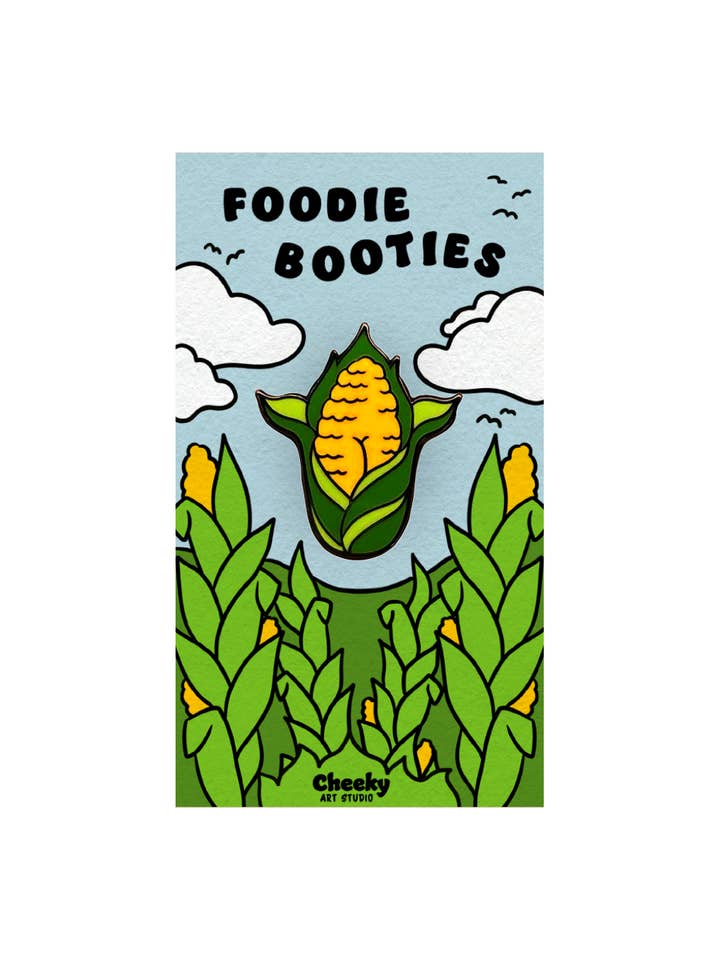 Corn Booty Emaille-Anstecker für den Großhandel von Cheeky Art Studio