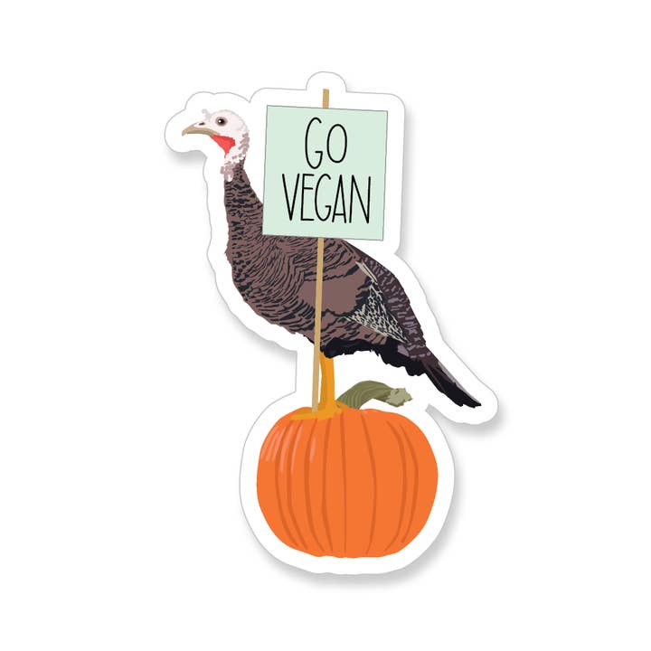 Apartment 2 Cards - Wholesale Sticker - Thanksgiving "Go Vegan" Turkey Vinyl Sticker
