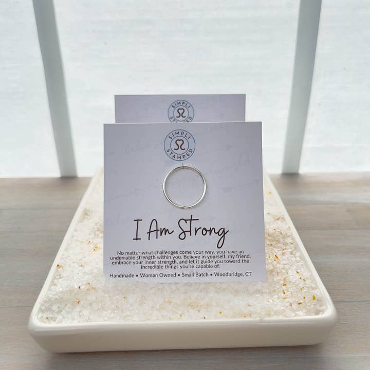 Simpli Stamped - Wholesale Band/Stacked Ring - Sterling Silver Rings for Women | I am Strong | Inspirational Jewelry1