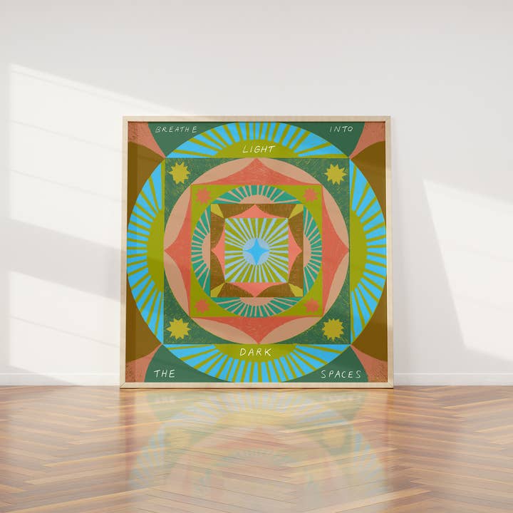Breathe Light Art Print, Mindful Illustrated Print for wholesale by Lucy Scott Illustration