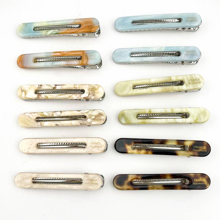 Klassiske hårspænder i acetat, hårnåle i marmorfarve for engroshandel hos TheDivaSoap