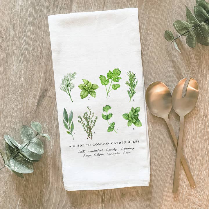 Herbes de Jardin - Torchon en Coton pour la vente par Lissi Designs