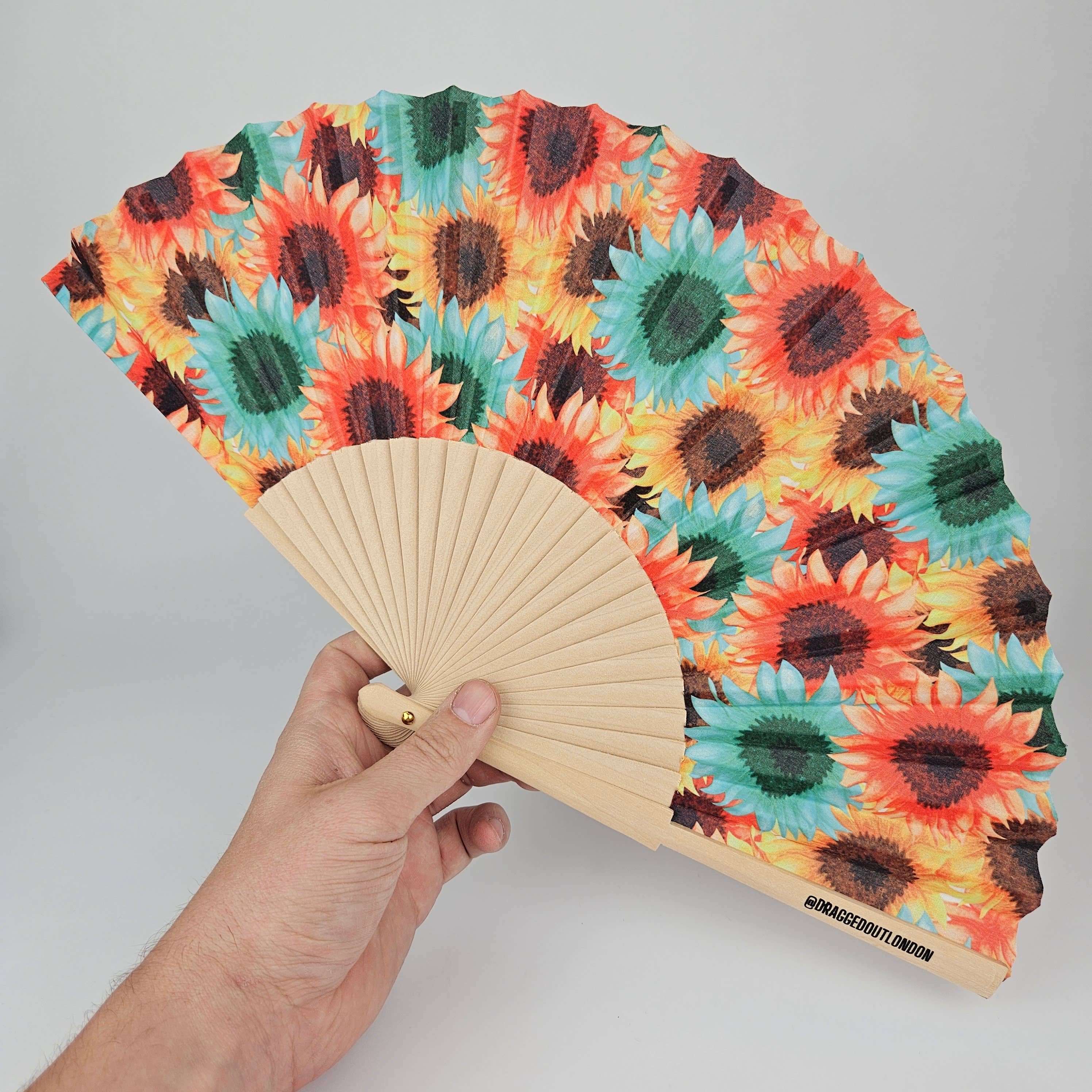 Dragged out – wholesale Handheld folding fan – Small Folding Wood Hand Fan – Sunflower2