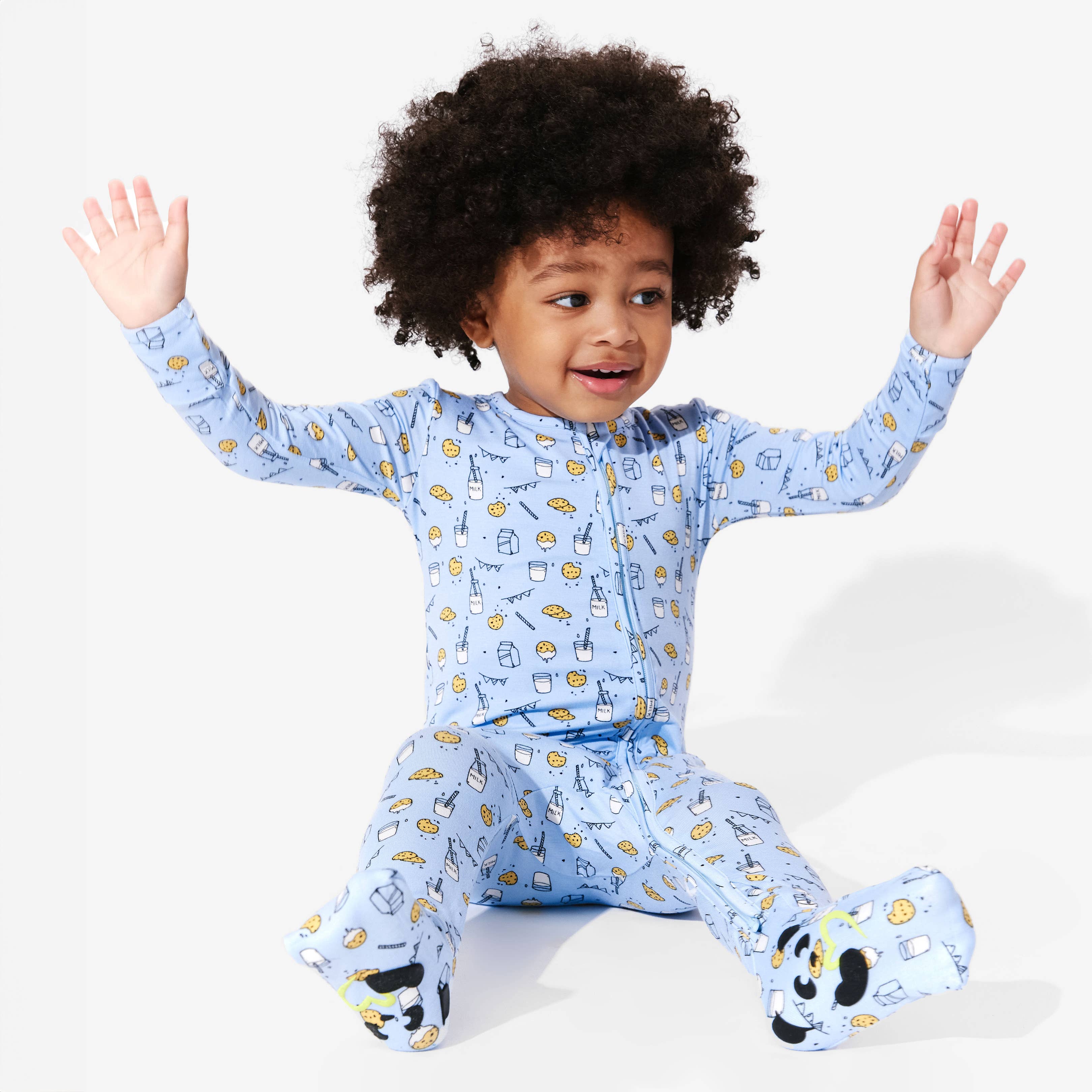 Bellabu Bear – wholesale Nattdräkt – Baby – Mjölk och kakor blå bambu Cabriolet Footie4
