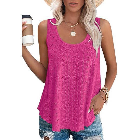 Lovesoft - Wholesale Tanktop - Dames - Dames zomerse losvallende mouwloze top met ronde hals23