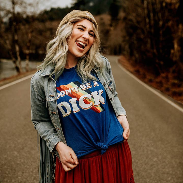 Donβt Be A Dick Retro Graphic Tee β Funny Statement Shirt for wholesale by Alley & Rae