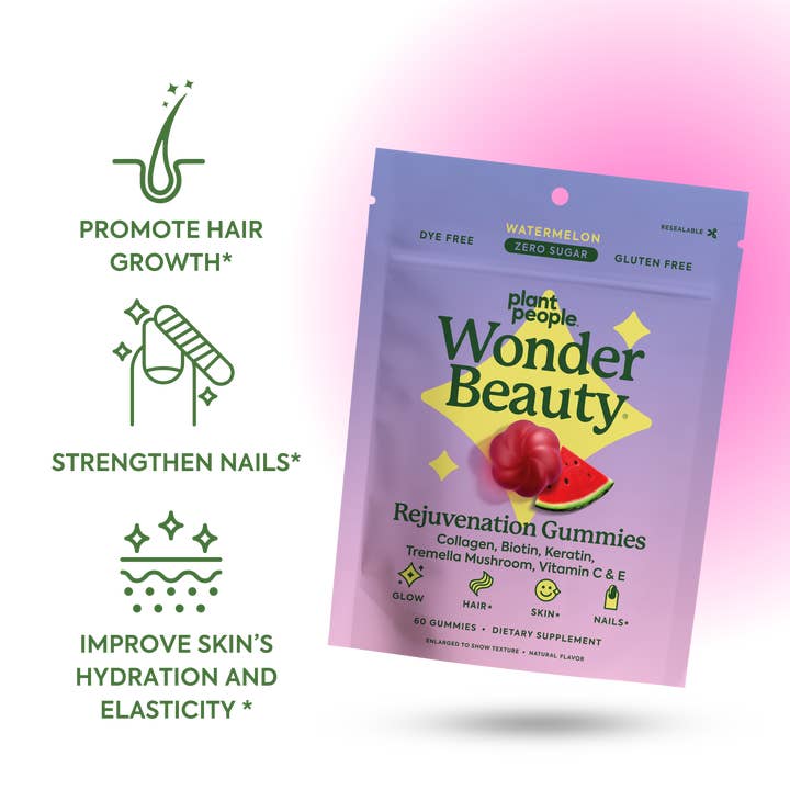 Plant People - Vente Supplément oral/vitamine - WonderBeauty - Gummies pour cheveux, peau et ongles1
