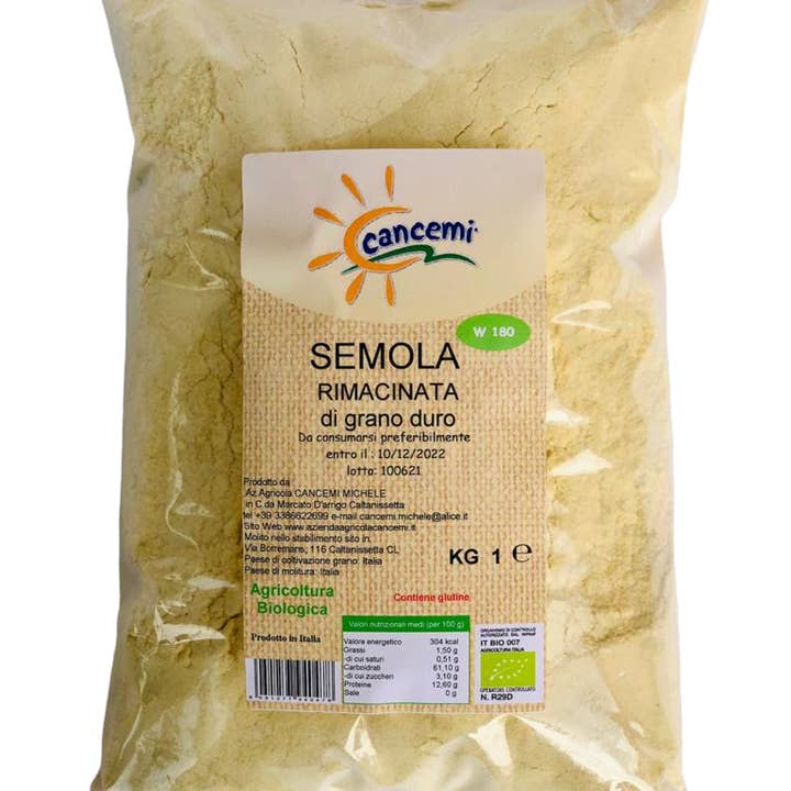 CANCEMI - Wholesale Flour - Organic durum wheat re-milled semolina kg. 1