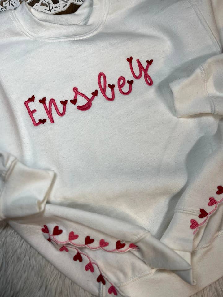 Valentine's Sweatshirt, Custom Name, Youth and Adults for wholesale by April's Sew Vinyl