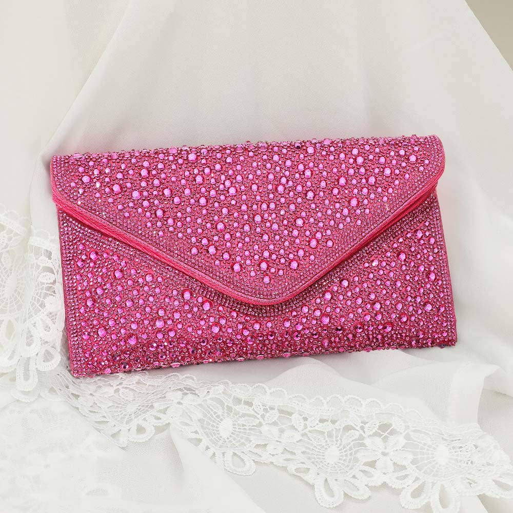 Sensibling Corp. - Wholesale Clutch Bag - Women's - Bling Studded Envelop Evening Clutch Bag / Crossbody Bag5