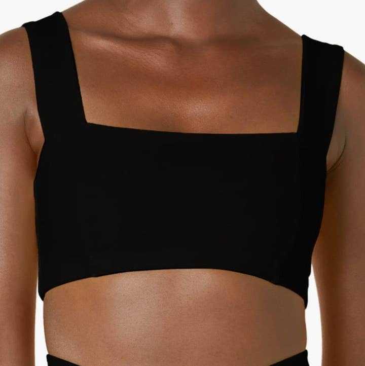 Square Neck Organic Cotton Sports Bra - Black for wholesale by Lezat