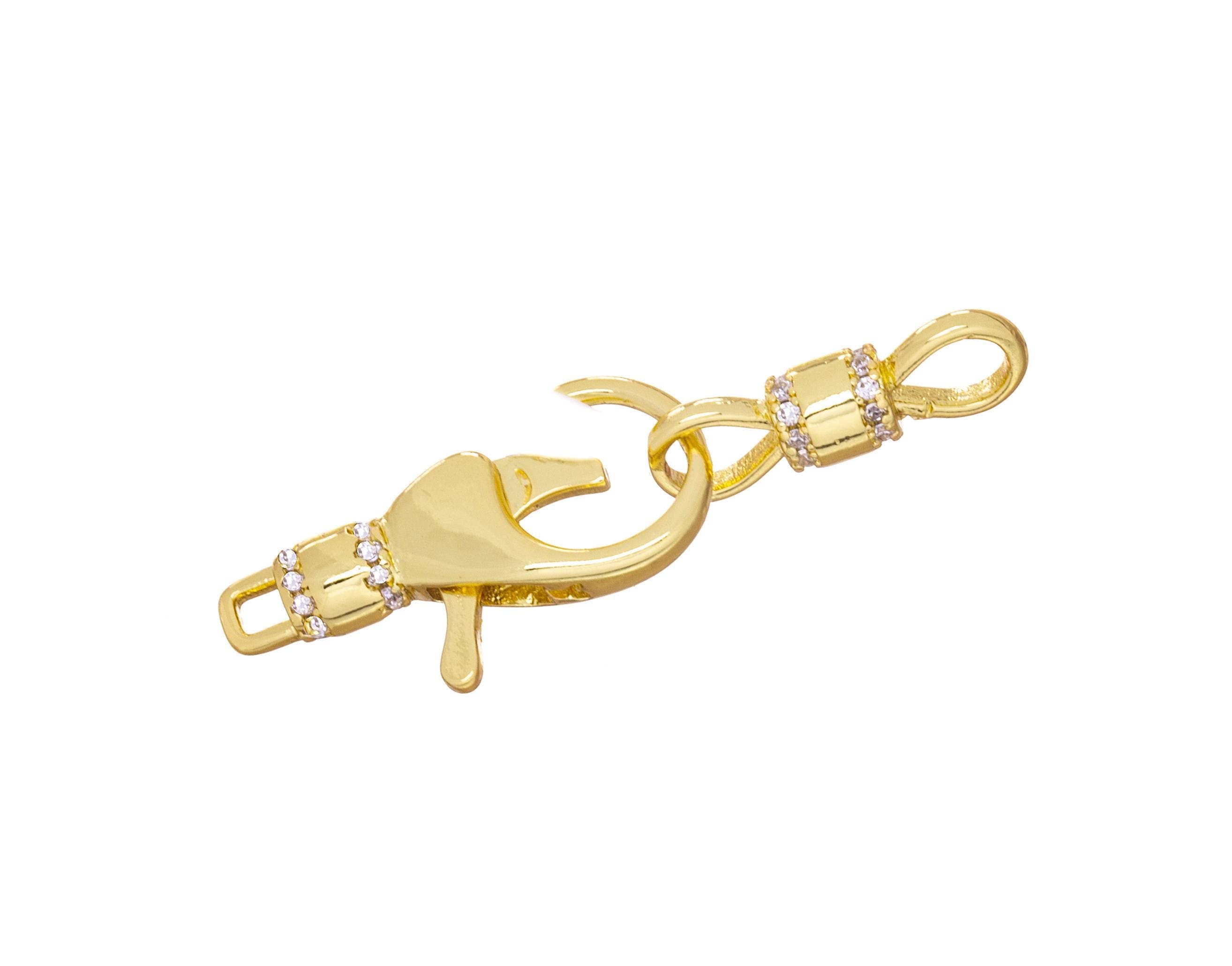 Jewel Pledge - Wholesale Clasp - Gold CZ Pave Large Lobster Clasp for Jewelry Making,CLG2462