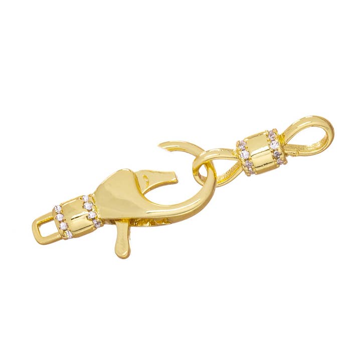 Jewel Pledge - Wholesale Clasp - Gold CZ Pave Large Lobster Clasp for Jewelry Making,CLG2462