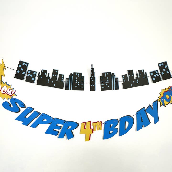 Super B-Day Super Party Garland & Banner for wholesale by Piastata Colibri